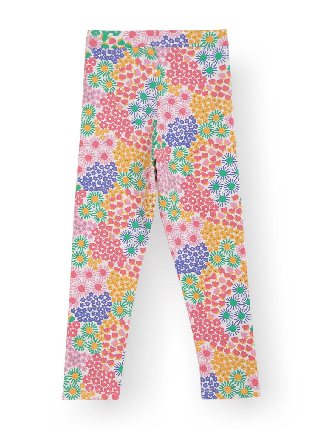 SUMMER FLOWERS GIRLS LEGGING - PINK