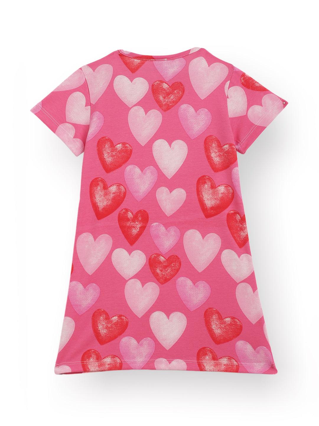 PRETTY HEART NIGHT DRESS - PINK