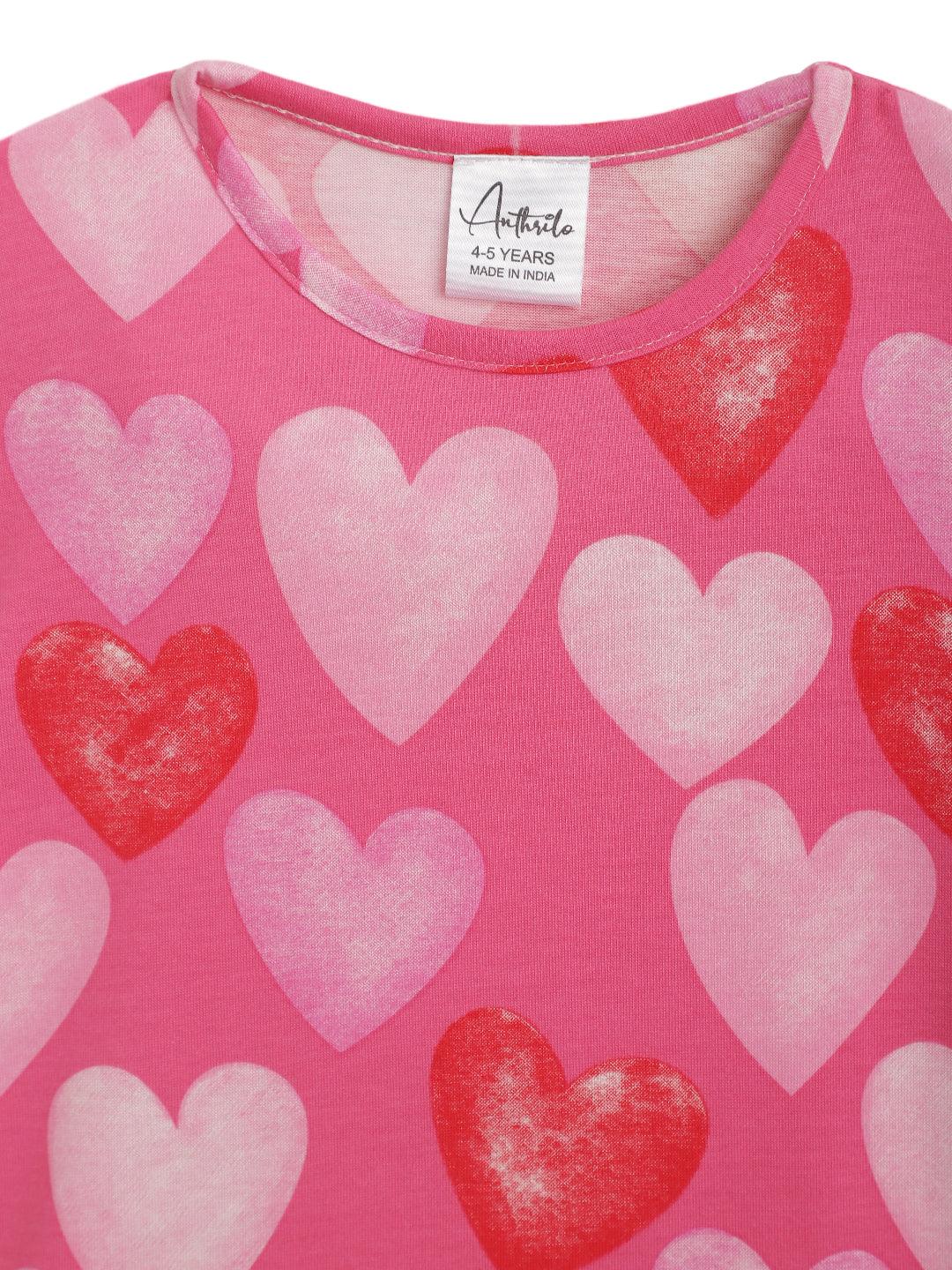 PRETTY HEART NIGHT DRESS - PINK