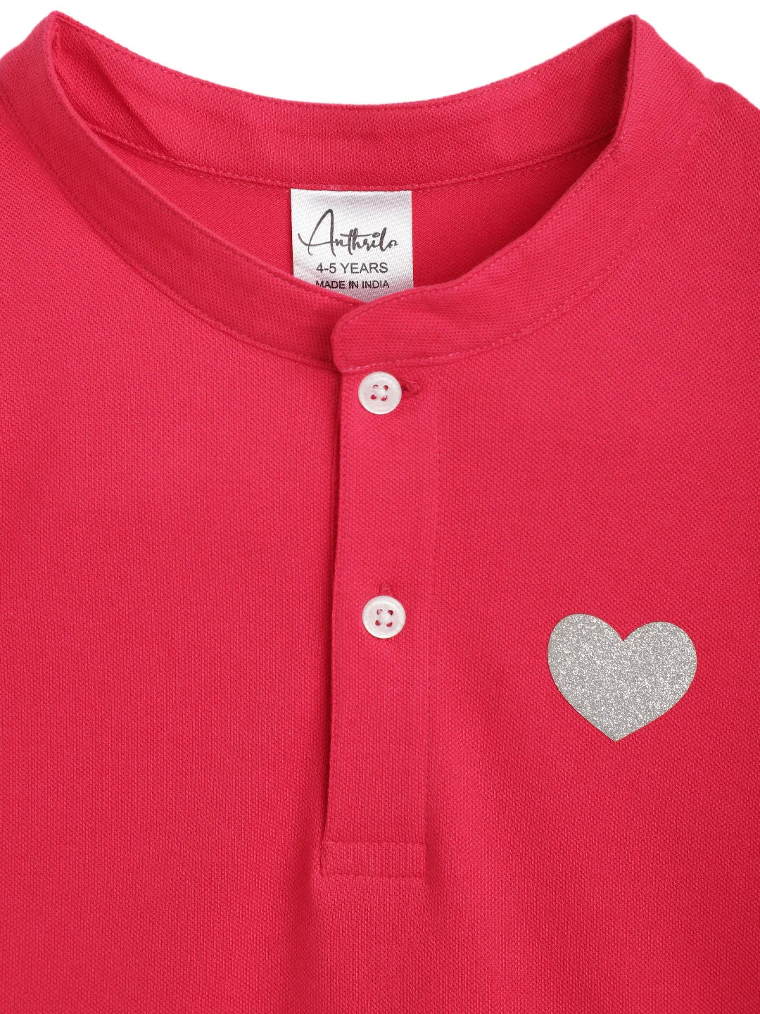 SILVER HEART PINK RUFFLE DRESS - PINK