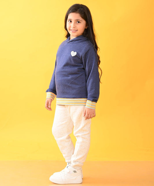 BLUE MELANGE FUN RIB ECRU MELANGE JOGGERT SET - BLUE/ECRU - Anthrilo