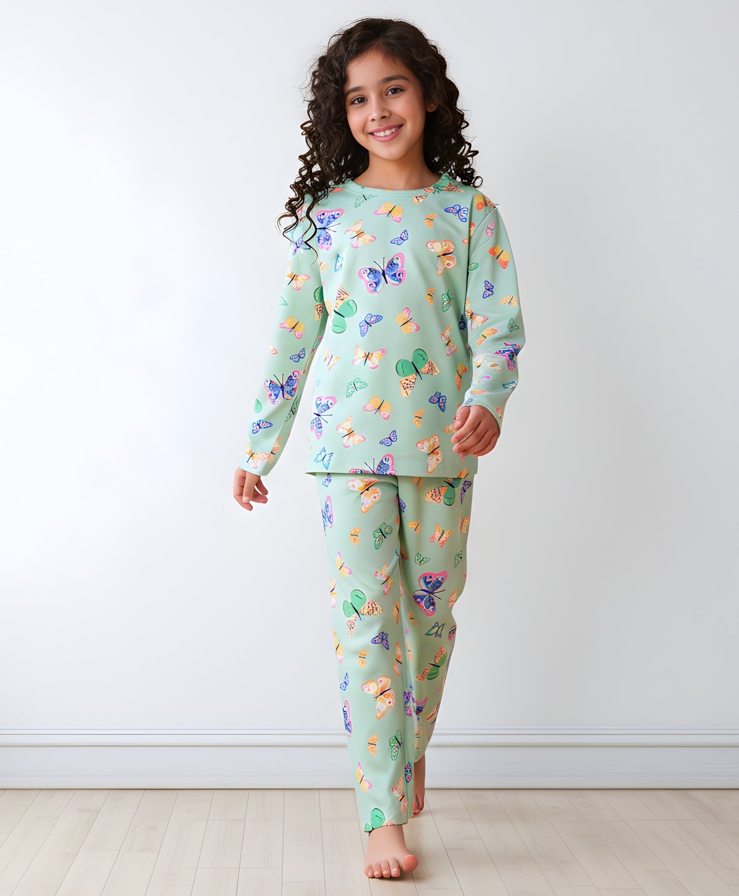 BUTTERFLY LONG SLEEVES PYJAMA SET - GREEN