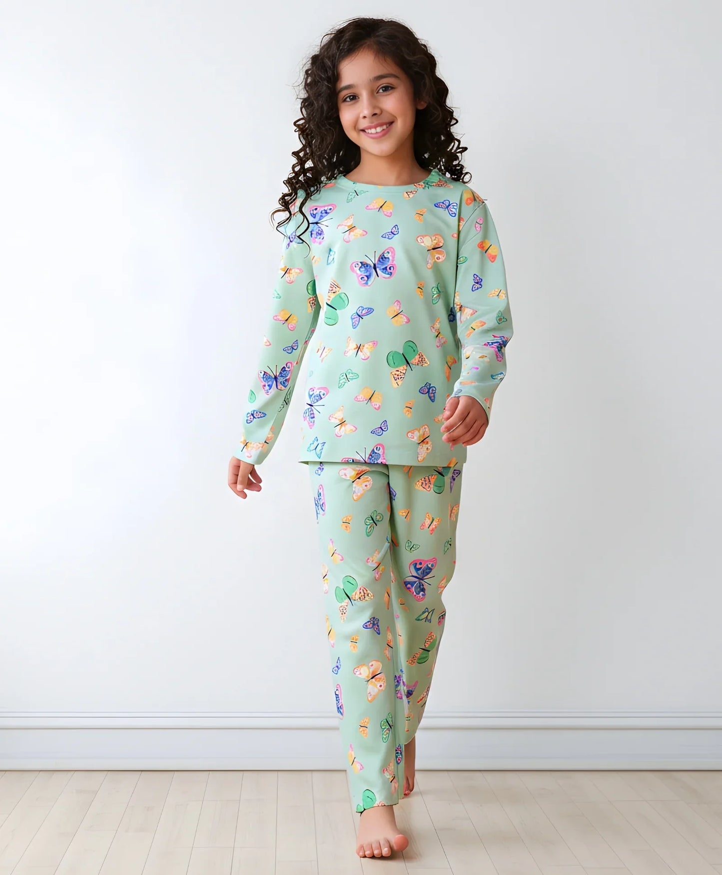 BUTTERFLY LONG SLEEVES PYJAMA SET - GREEN