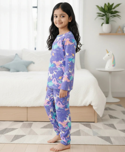 UNICORN PLANET LONG SLEEVES PYJAMA SET - PURPLE - Anthrilo