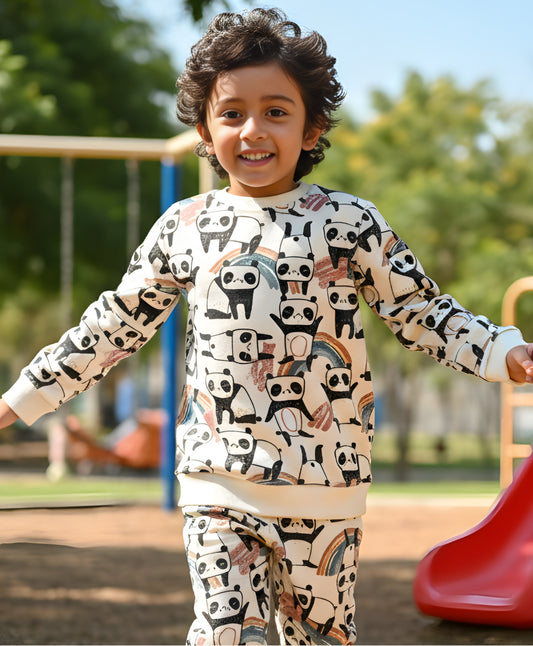 PANDA FLEECE BOYS SWEATSHIRT - WHITE