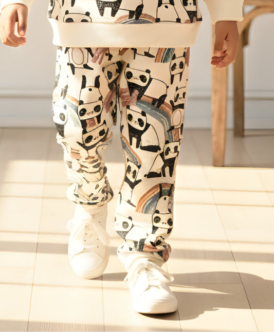 PANDA FLEECE GIRLS JOGGER - WHITE