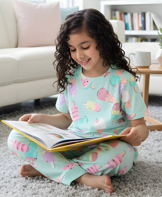 ICECREAM AQUA SHORT SLEEVES PYJAMA SET - AQUA