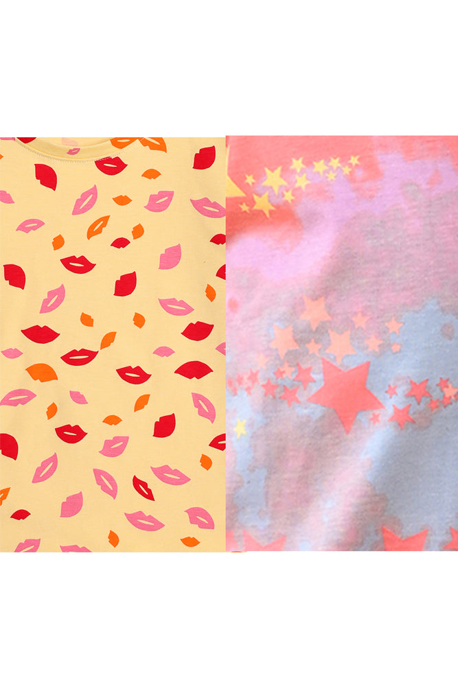 LIPS AND UNICORN TIE DYE STAR SLEEPWEAR SHORTS SET (PACK OF 2) - Anthrilo India