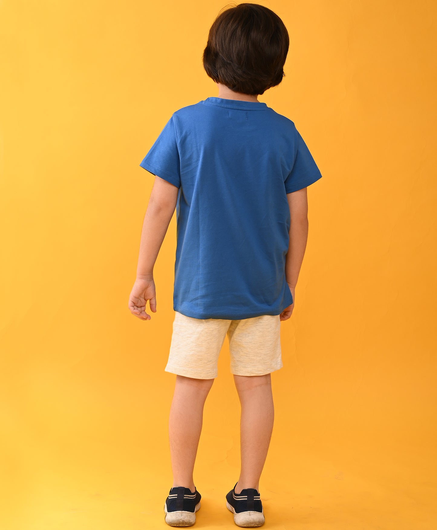 PERFCET IS BORING ECRU MEL. SHORTS SET- BLUE/ECRU