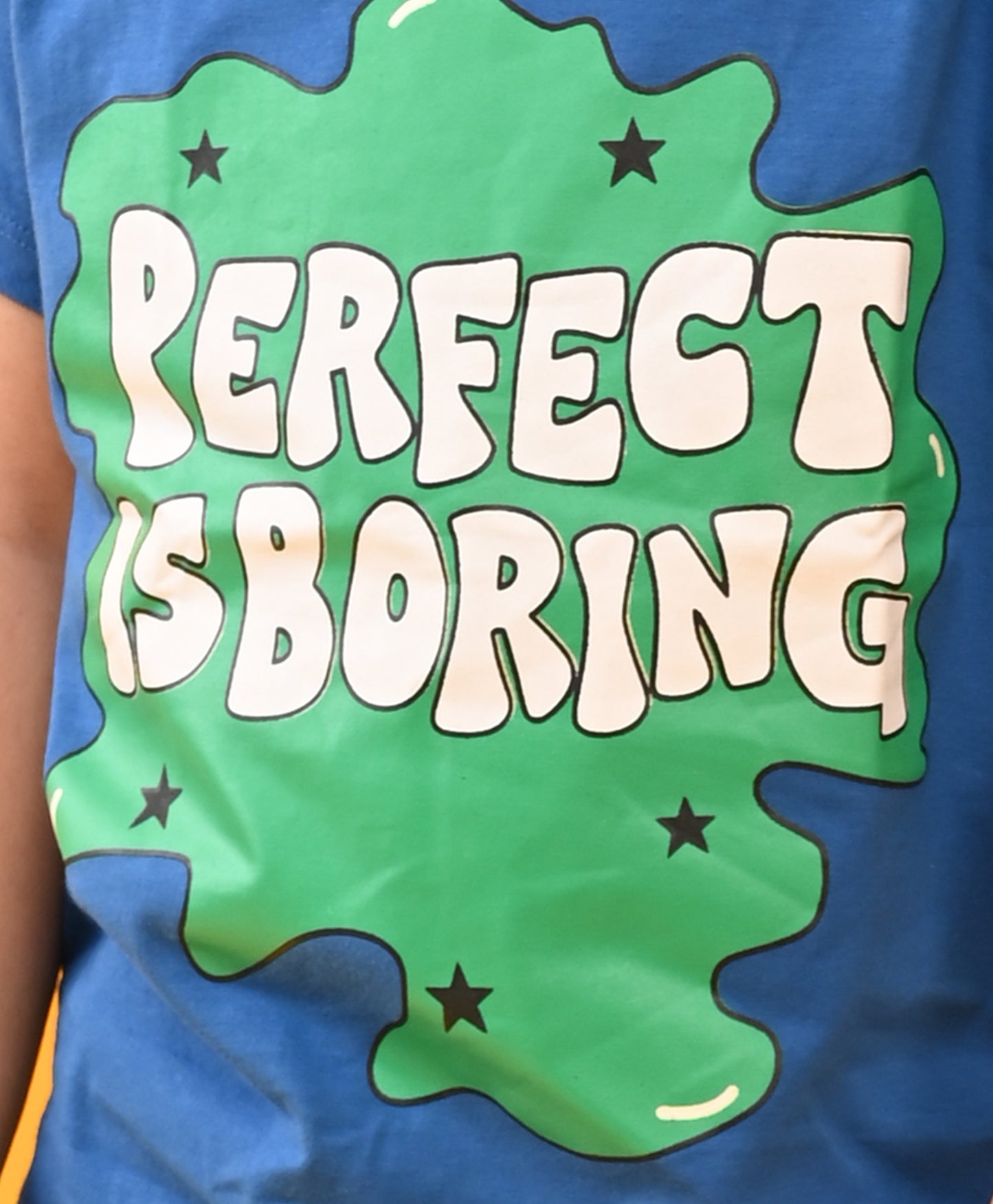 PERFCET IS BORING ECRU MEL. SHORTS SET- BLUE/ECRU
