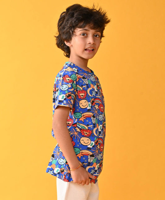 ANIMAL SHORT SLEEVE T-SHIRT - BLUE