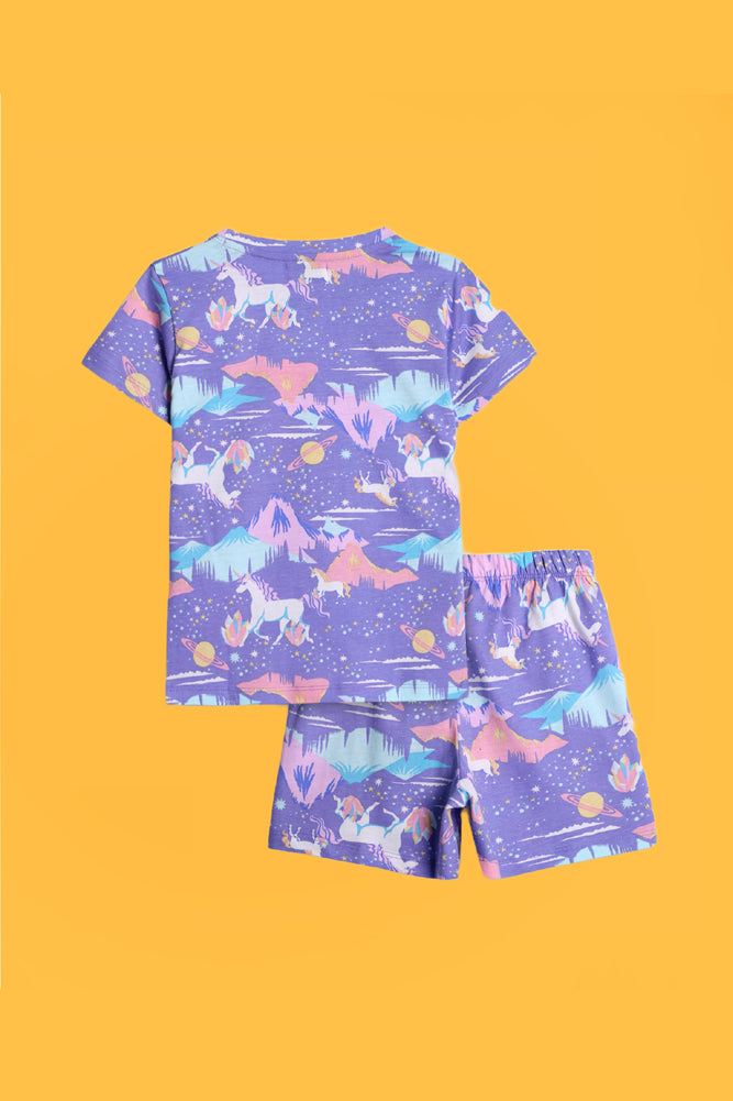 BUTTERFLY FRILL AND UNICORN PLANET SLEEPWEAR SHORTS SET (PACK OF 2) - Anthrilo India