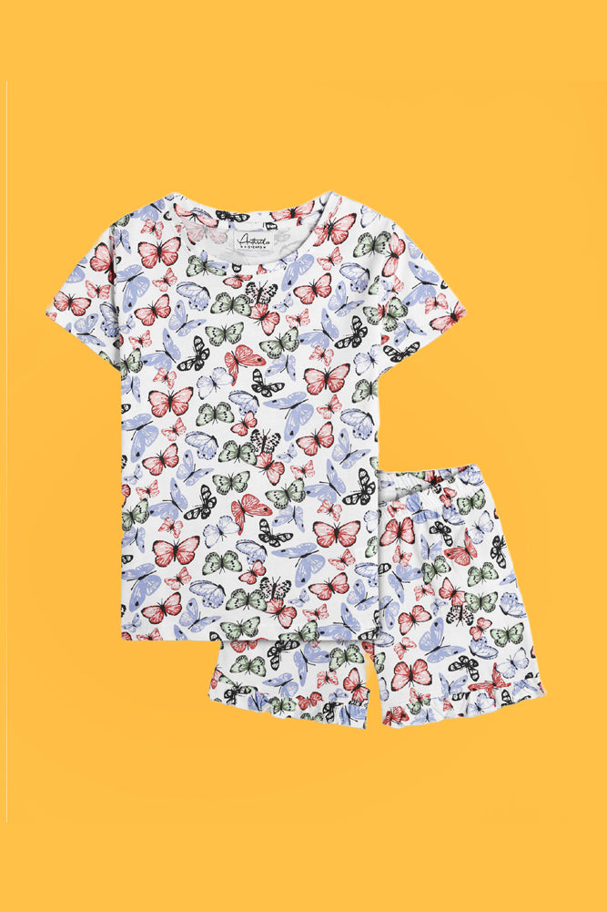 BUTTERFLY FRILL AND UNICORN PLANET SLEEPWEAR SHORTS SET (PACK OF 2) - Anthrilo India