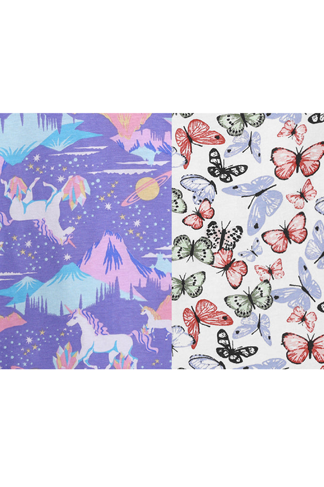 BUTTERFLY FRILL AND UNICORN PLANET SLEEPWEAR SHORTS SET (PACK OF 2) - Anthrilo India