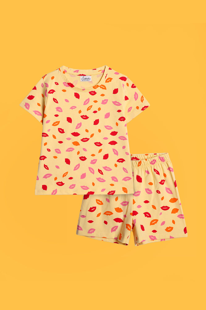 LIPS PRINT AND SKATE PINK SLEEPWEAR SHORTS SET (PACK OF 2) - Anthrilo India