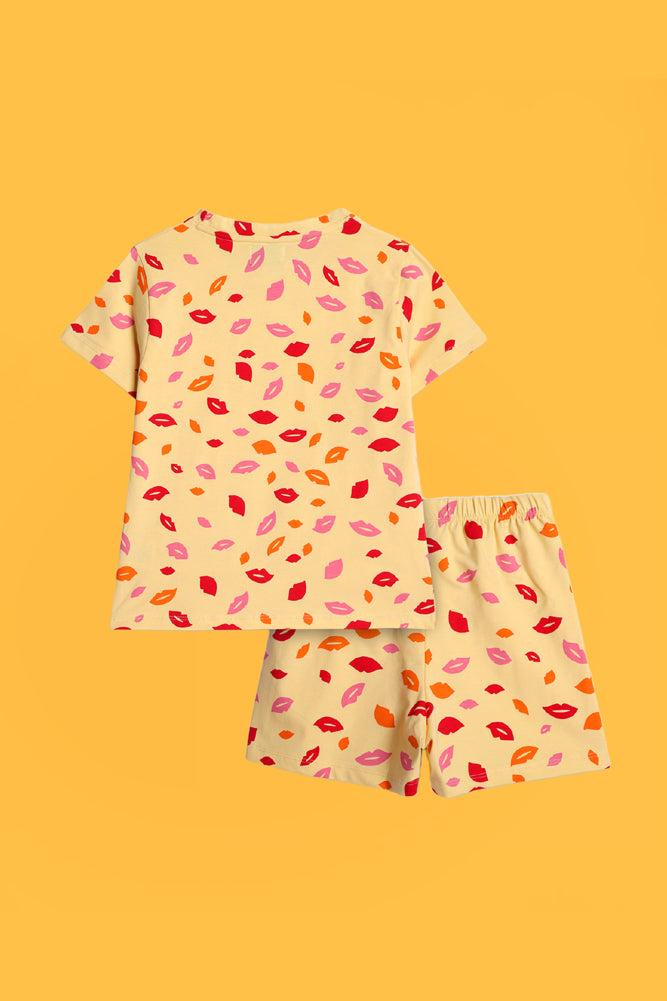LIPS PRINT AND SKATE PINK SLEEPWEAR SHORTS SET (PACK OF 2) - Anthrilo India
