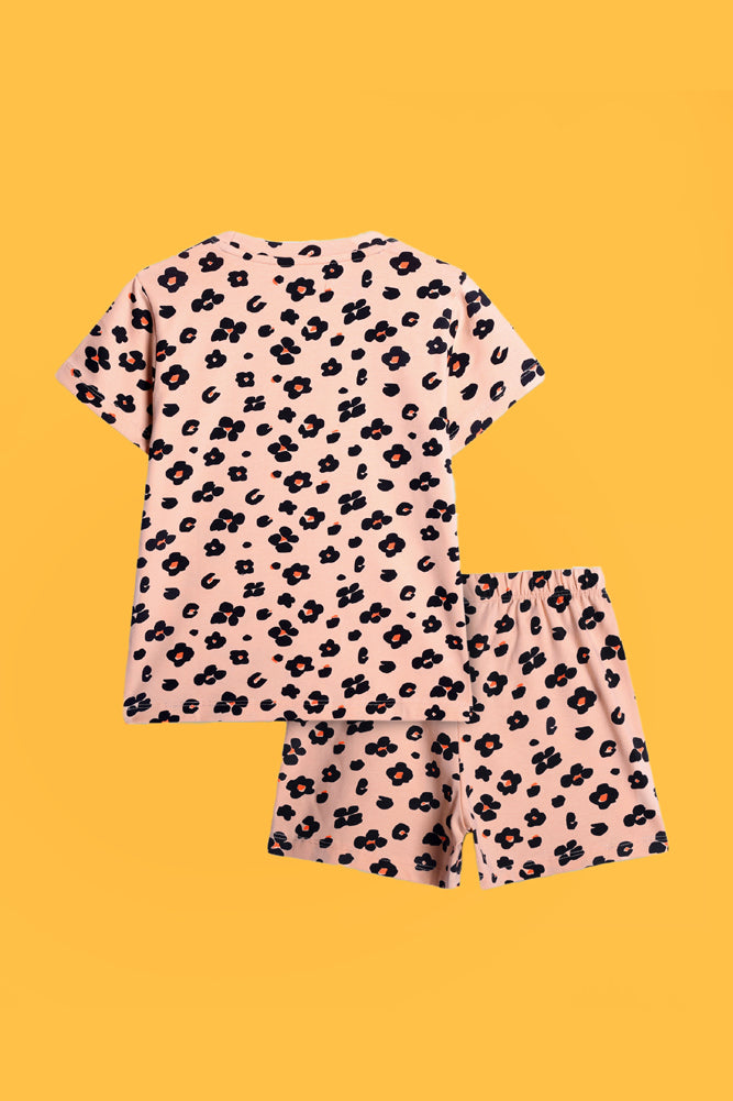 FLORAL LEOPARD AND SKATE PINK SLEEPWEAR SHORTS SET (PACK OF 2) - Anthrilo India