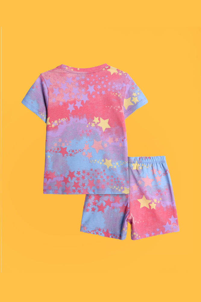 TIE DYE STAR AND SKATE PINK SLEEPWEAR SHORTS SET (PACK OF 2) - Anthrilo India