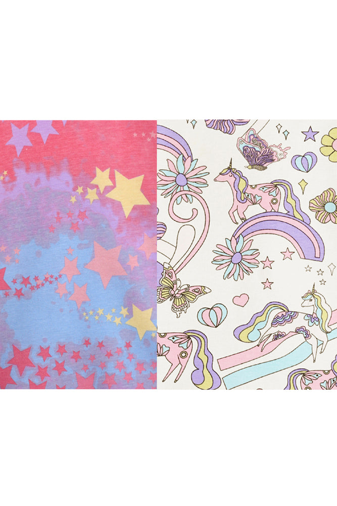 TIE DYE STAR AND UNICORN BUTTERFLY SLEEPWEAR SHORTS SET (PACK OF 2) - Anthrilo India