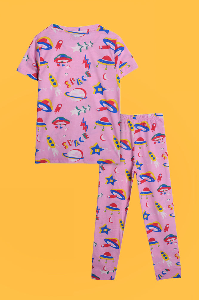 SPACE PINK AND NEW BUTTERFLY GREEN SHORTS SLEEVE PYJAMA SET (PACK OF 2) - Anthrilo India