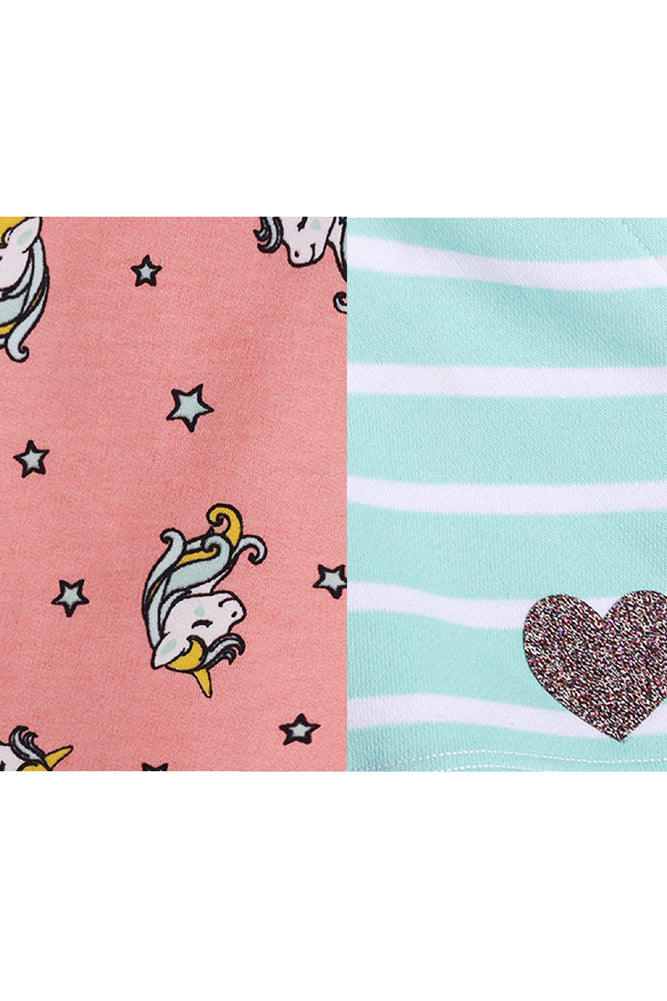 AQUA STRIPE AND UNICORN STAR SHORTS (PACK OF 2)