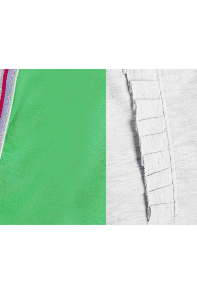 ECRU MELANGE FRILL AND GREEN SIDE TAPE SHORTS (PACK OF 2) - Anthrilo India