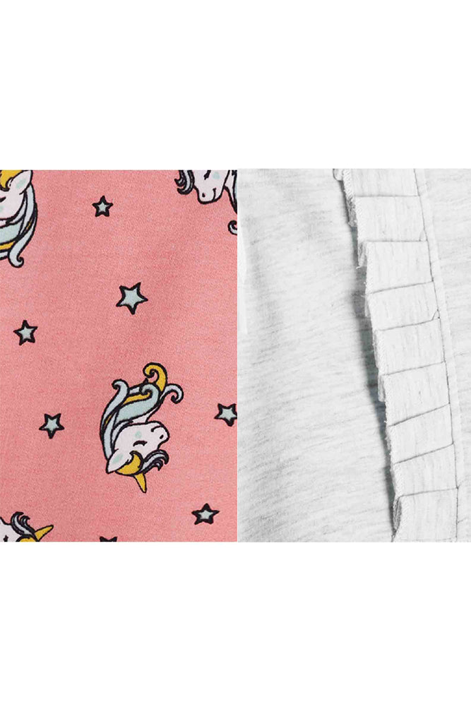 ECRU MELANGE FRILL AND UNICORN STAR SHORTS (PACK OF 2)