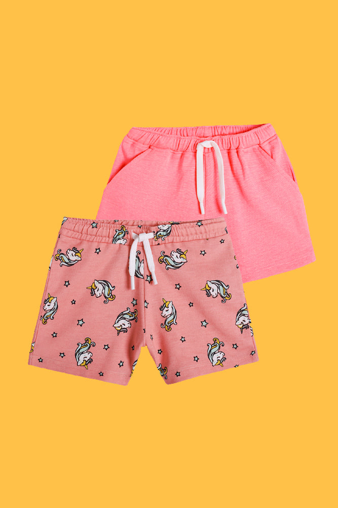 UNICORN STAR AND NEON PINK SHORTS (PACK OF 2)