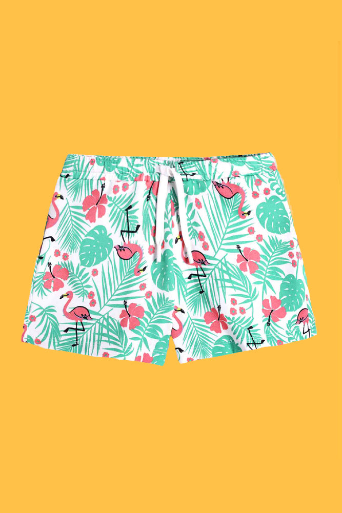 FLAMINGO PRINT AND PRETTY PEACH FRILL SHORTS (PACK OF 2) - Anthrilo India