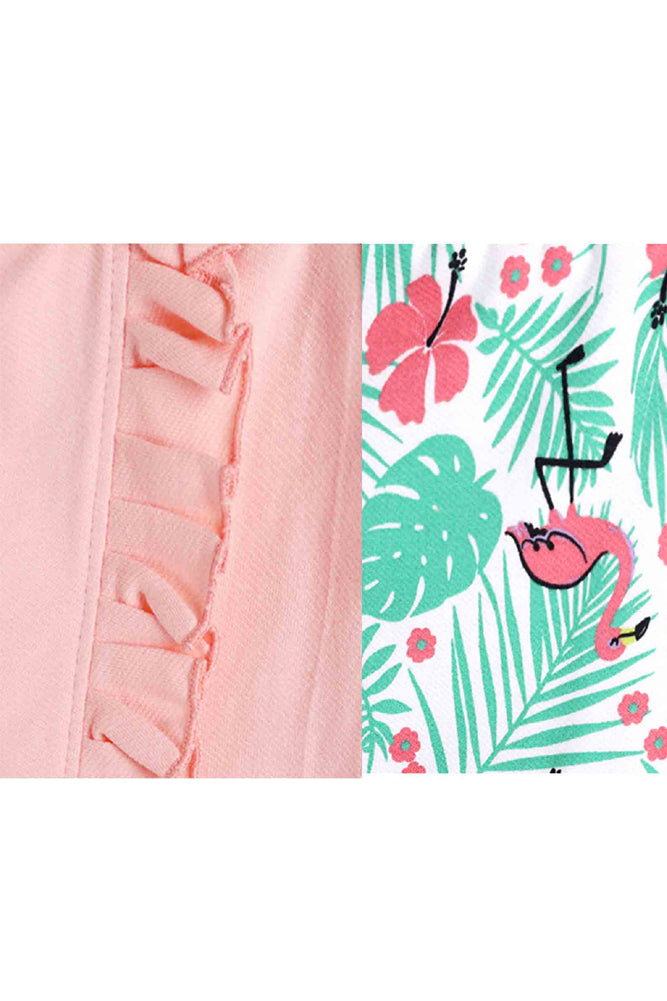 FLAMINGO PRINT AND PRETTY PEACH FRILL SHORTS (PACK OF 2) - Anthrilo India