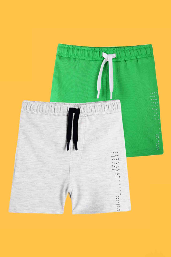 ECRU MELANGE AND SUMMER GREEN SHORTS (PACK OF 2) - Anthrilo India