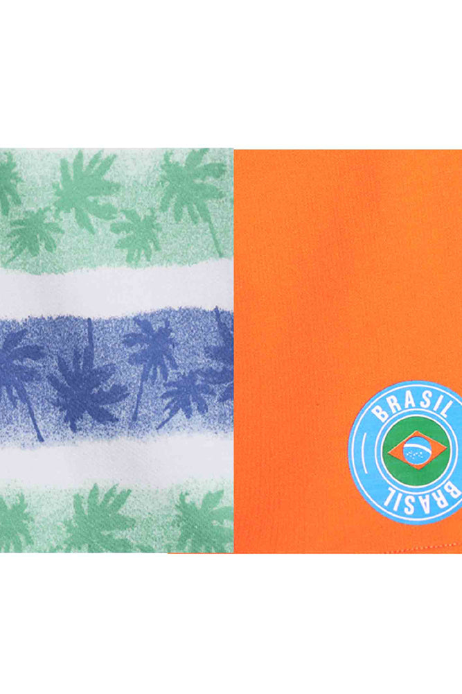 PALM STRIPE AND SUMMER ORANGE SHORTS (PACK OF 2) - Anthrilo India