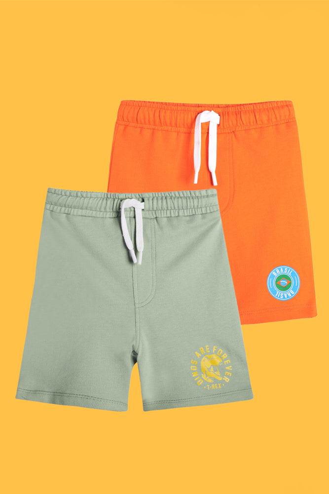SUMMER OLIVE AND SUMMER ORANGE SHORTS (PACK OF 2) - Anthrilo India