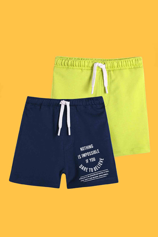 SUMMER NAVY AND SUMMER LIME GREEN SHORTS (PACK OF 2) - Anthrilo India