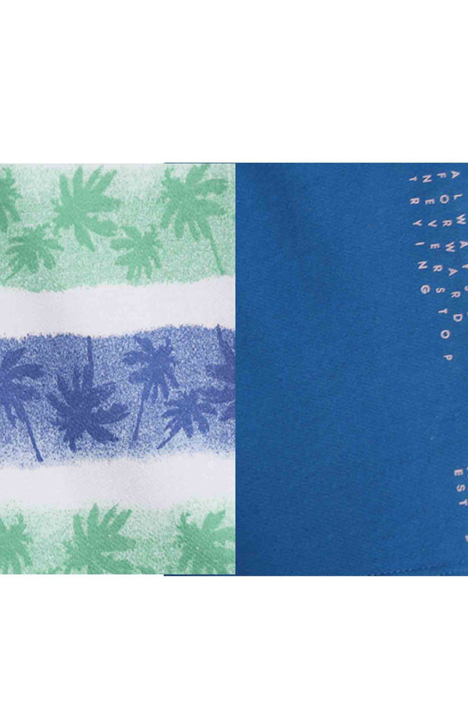 SUMMER BLUE AND PALM STRIPE SHORTS (PACK OF 2) - Anthrilo India