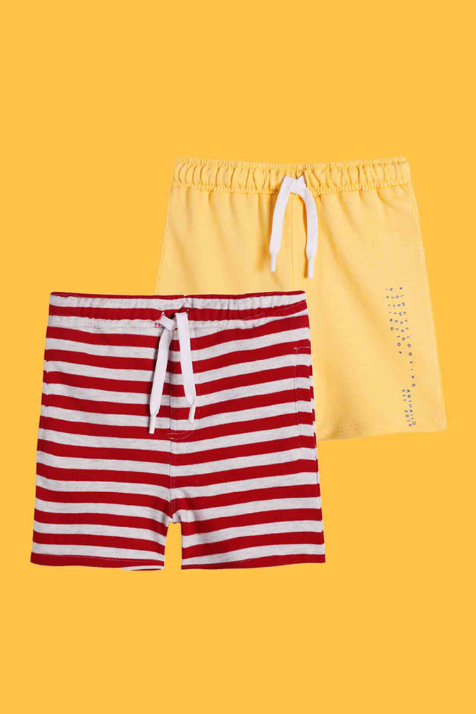 RED STRIPE AND SUMMER YELLOW SHORTS (PACK OF 2) - Anthrilo India