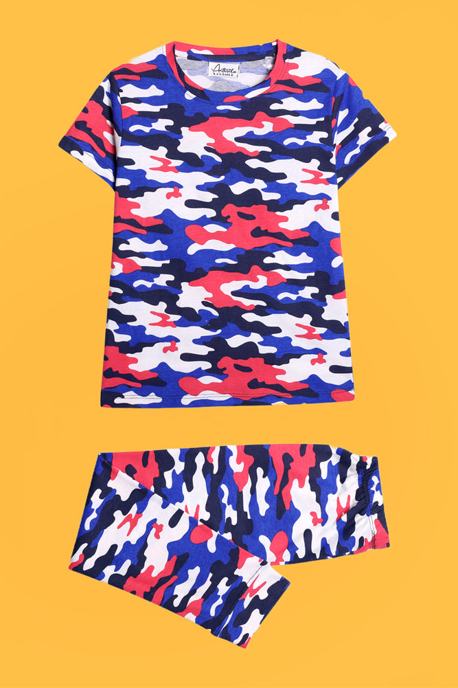 CAMOUFLAGE WHITE AND TRUCK SHORT SLEEVE PYJAMA SET (PACK OF 2) - Anthrilo India