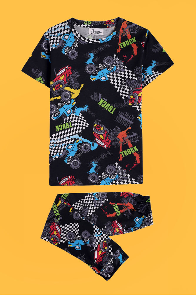 SPIDER GREEN AND TRUCK SHORT SLEEVE PYJAMA SET (PACK OF 2) - Anthrilo India