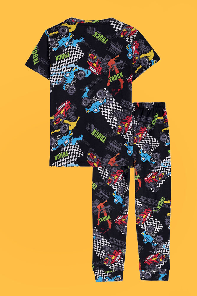 SPIDER GREEN AND TRUCK SHORT SLEEVE PYJAMA SET (PACK OF 2) - Anthrilo India