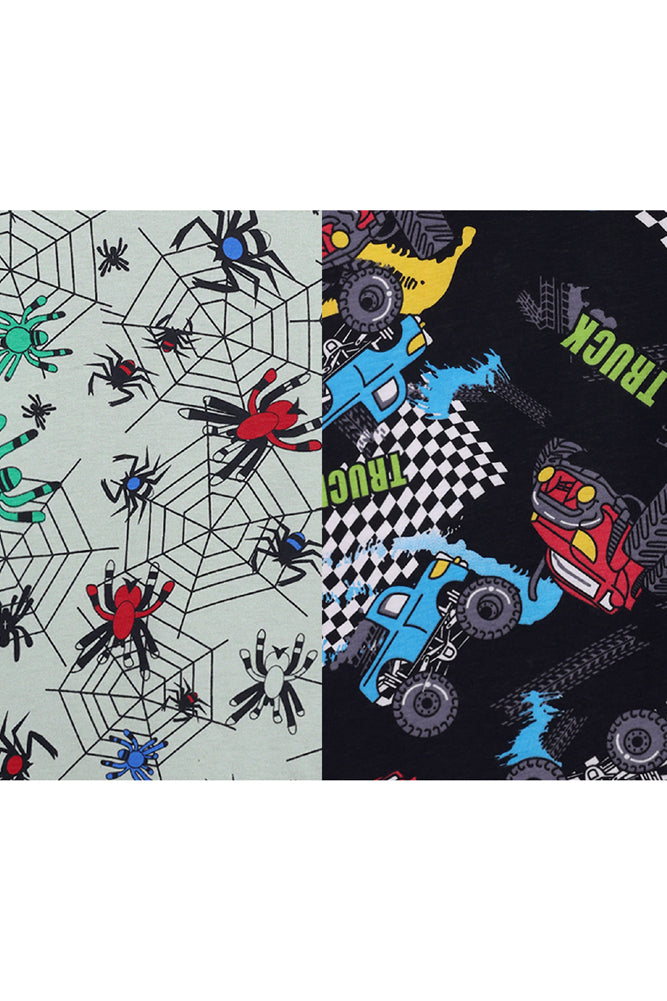 SPIDER GREEN AND TRUCK SHORT SLEEVE PYJAMA SET (PACK OF 2) - Anthrilo India