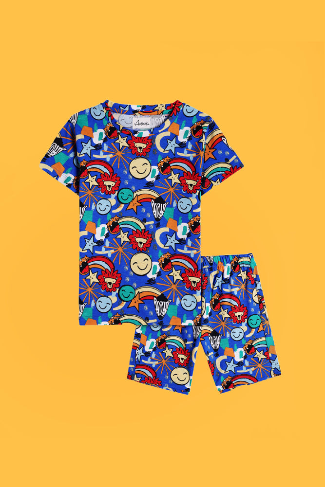 ANIMAL BLUE AND LEVEL UP SLEEPWEAR SHORT SET (PACK OF 2) - Anthrilo India