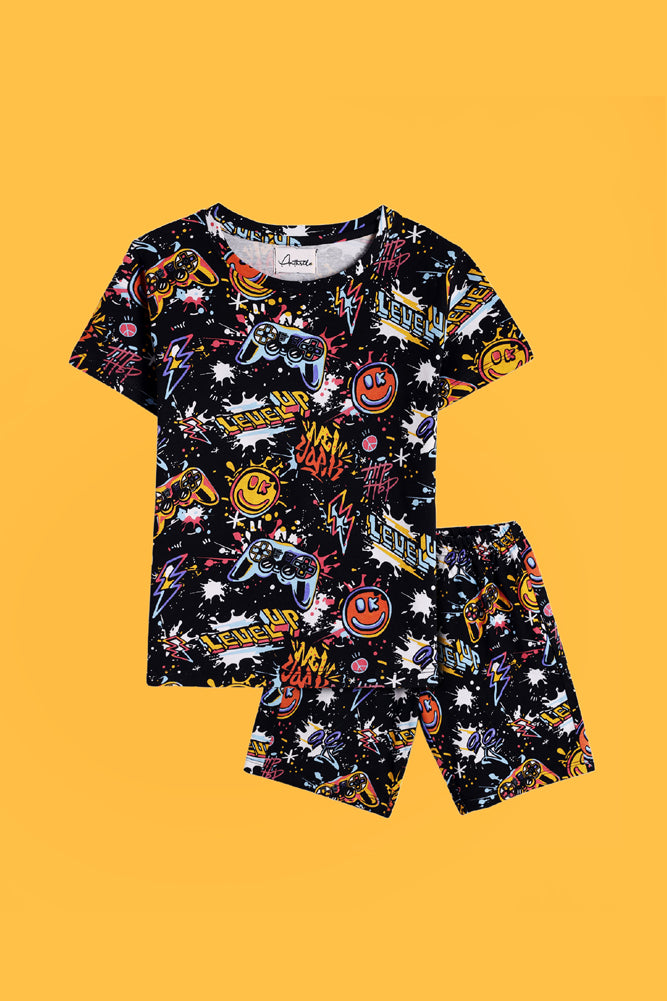 ANIMAL BLUE AND LEVEL UP SLEEPWEAR SHORT SET (PACK OF 2) - Anthrilo India