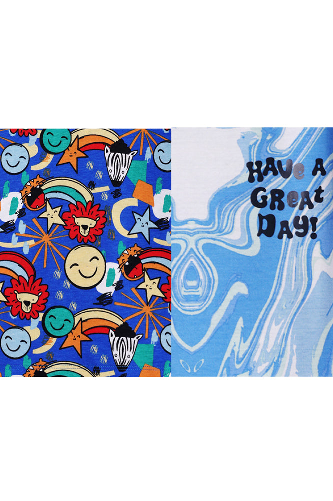 ANIMAL BLUE AND MARBLING BLUE SLEEPWEAR SHORT SET (PACK OF 2) - Anthrilo India