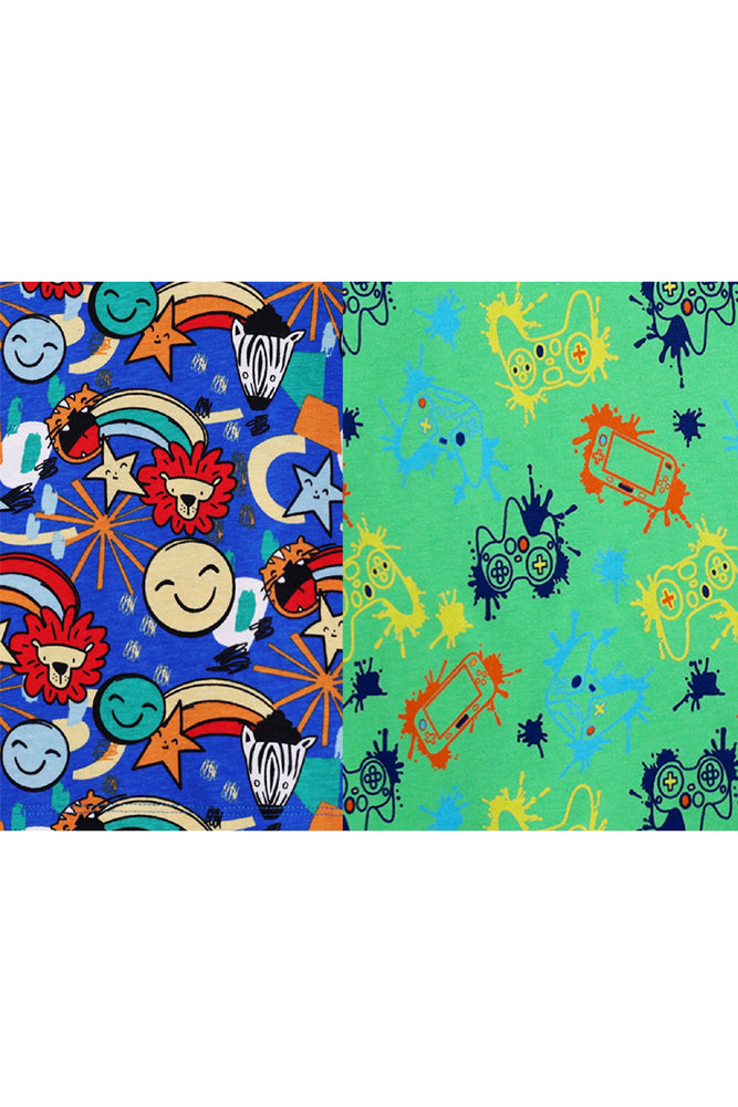 ANIMAL BLUE AND GAMER GREEN SLEEPWEAR SHORT SET (PACK OF 2) - Anthrilo India