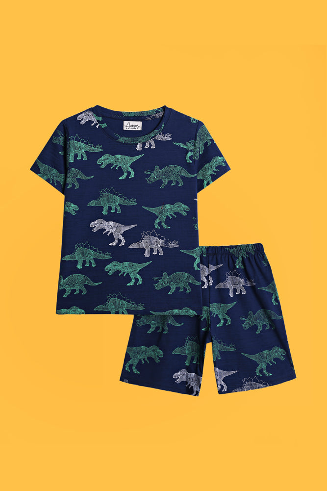 ANIMAL BLUE AND DINOSAUR NAVY SLEEPWEAR SHORT SET (PACK OF 2) - Anthrilo India