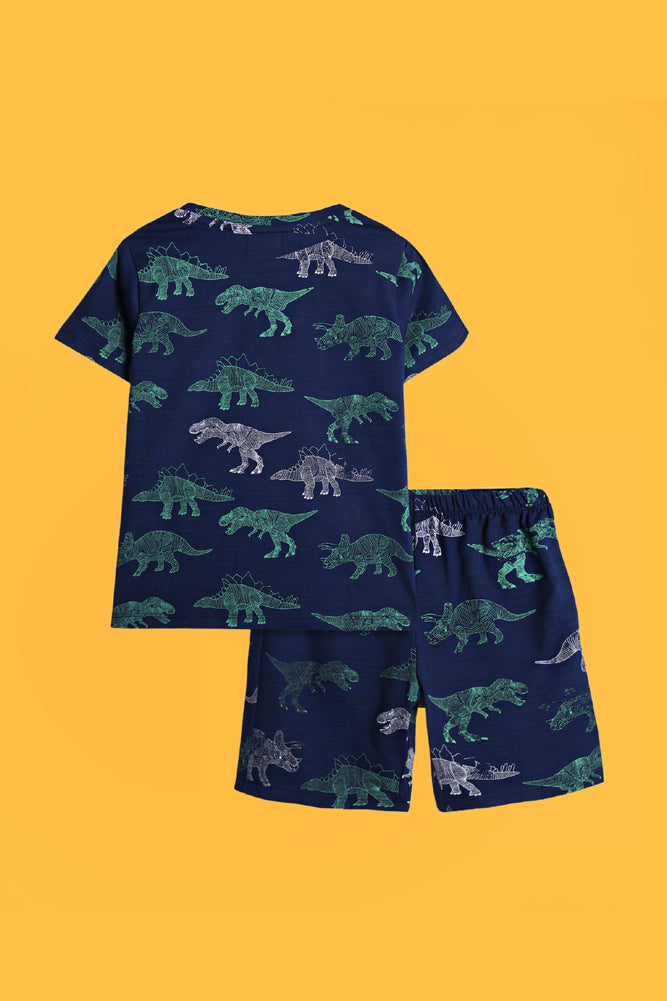 ANIMAL BLUE AND DINOSAUR NAVY SLEEPWEAR SHORT SET (PACK OF 2) - Anthrilo India
