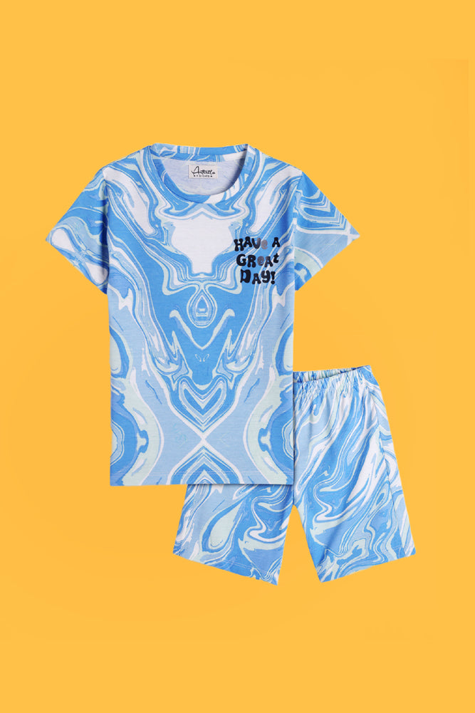 LEVEL UP AND MARBLING SLEEPWEAR SHORT SET (PACK OF 2) - Anthrilo India