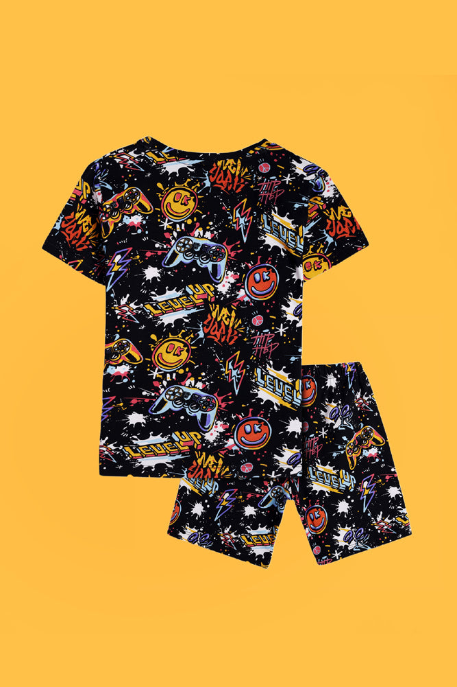 LEVEL UP AND MARBLING SLEEPWEAR SHORT SET (PACK OF 2) - Anthrilo India