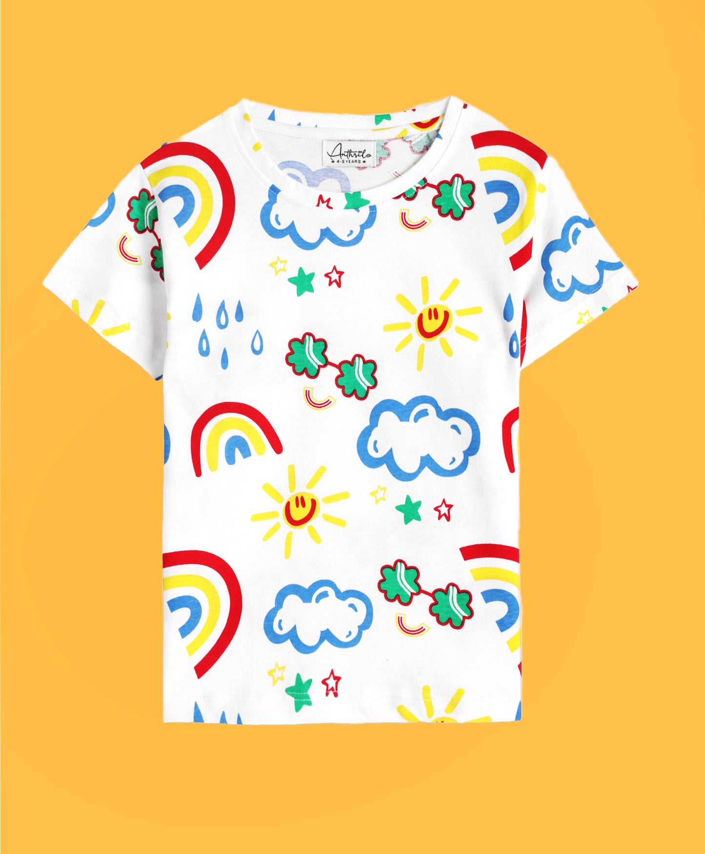 RAINBOW RAIN AND GREY STRIPED SHORT SLEEVE T-SHIRT (PACK OF 2)