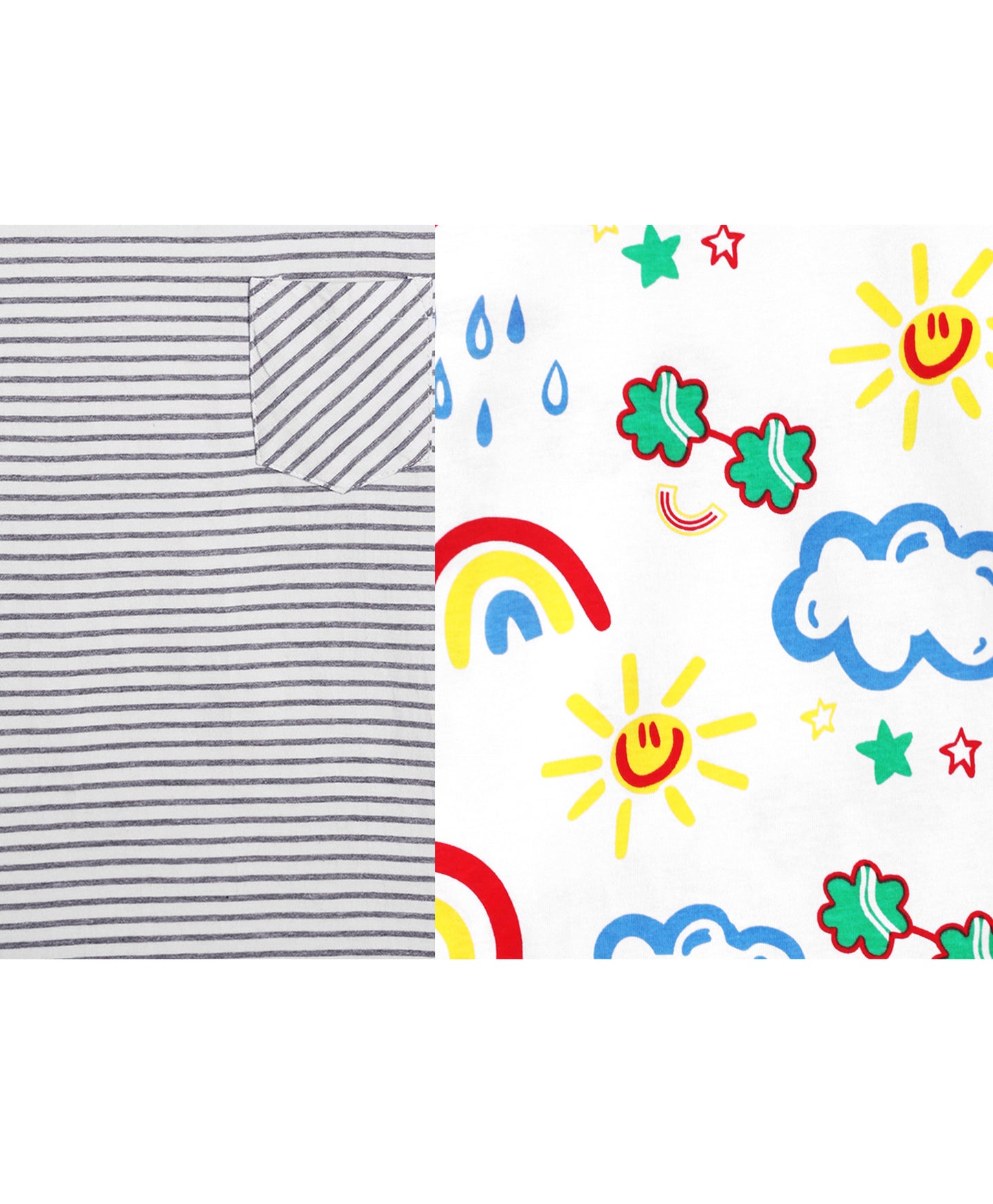 RAINBOW RAIN AND GREY STRIPED SHORT SLEEVE T-SHIRT (PACK OF 2)